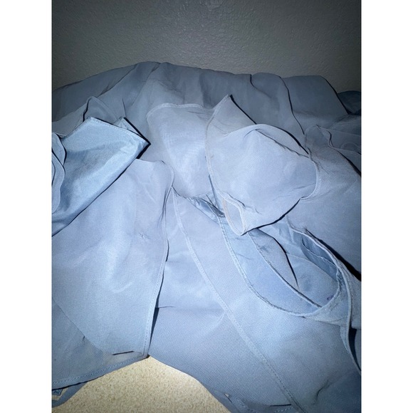 Azazie Claudine Dusty Blue V-Neck Flutter Sleeve Chiffon Bridesmaid Dress A8 - Picture 8 of 9